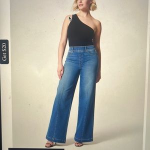 Spanx seamed front wide leg jeans, vintage indigo, small, NWT